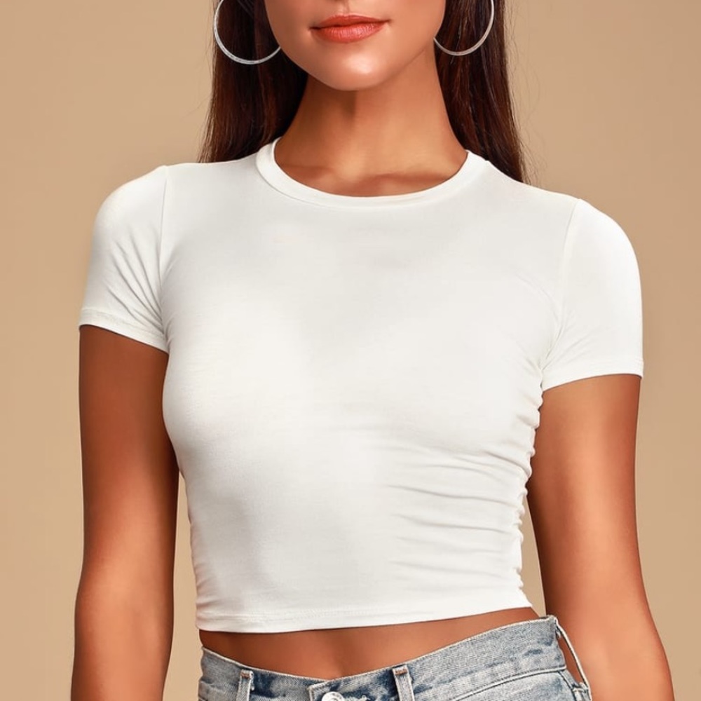 Lulus basics crop white tee